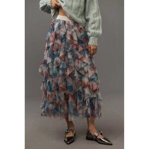NWT Size XXS - The Chéri Ruffled Tulle Midi Skirt by Anthropologie (NWT US$ 158)